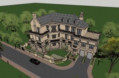 SketchUp Model of a Solo Villa in French Classical Style-BIM WORLD