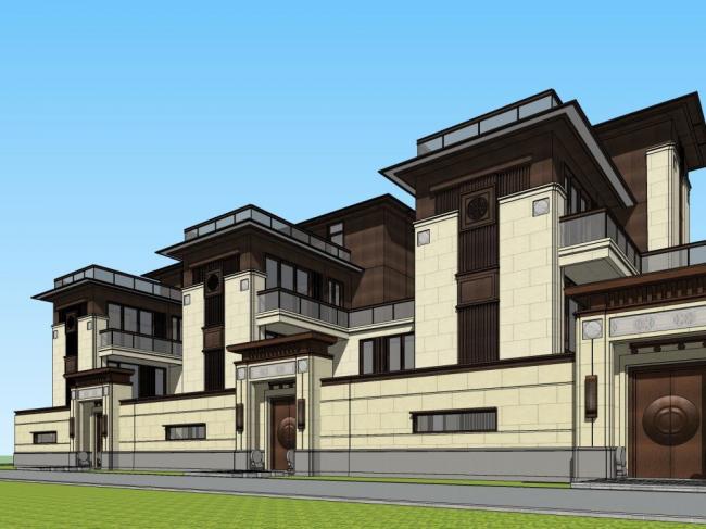 SketchUp Villa Model | Traditional Chinese Row House Design