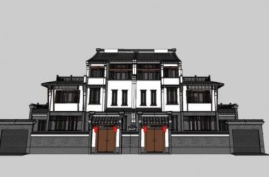 SketchUp Villa Model Featuring Chinese Huizhou-Style Sloping Roof and Double-Split Design-BIM WORLD