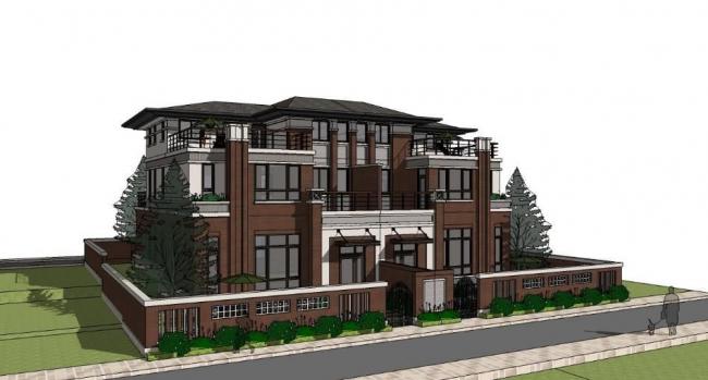 SketchUp Villa Model: Modern Chinese-Style Double Split Grassland Villa