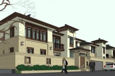 SketchUp Villa Model: Fude Gate Double-Split Chinese-Style Residence-BIM WORLD