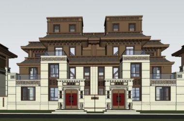 Double Split Villa Sketchup Model in Traditional Chinese Style-BIM WORLD
