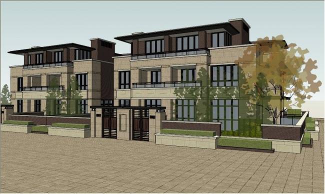 SketchUp Villa Model | Classical Grassland-Style Long Wind Row Houses