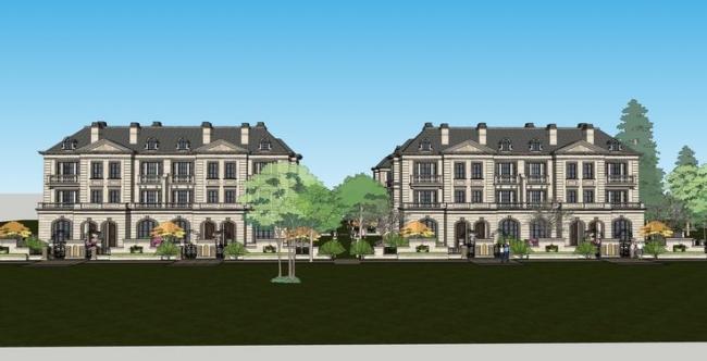 SketchUp Model of a Multi-Unit French Classical Villa | Residential Architecture Design