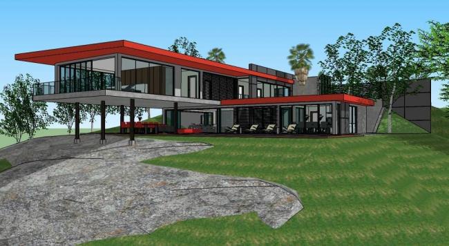 Modern Multi-Story Villa and Clubhouse 3D Model in SketchUp