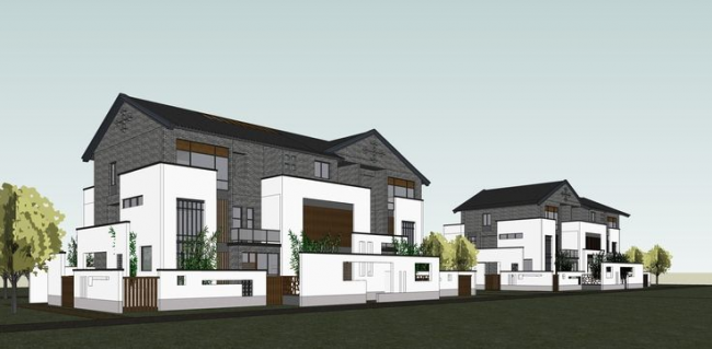 SketchUp Model of a Stacked Antique Chinese-Style Villa Residence