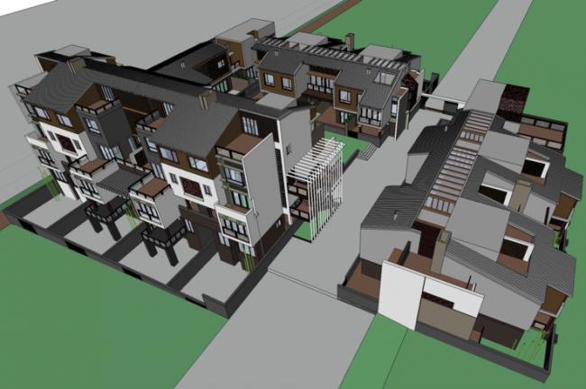Modern Multi-Row Villa Design in SketchUp