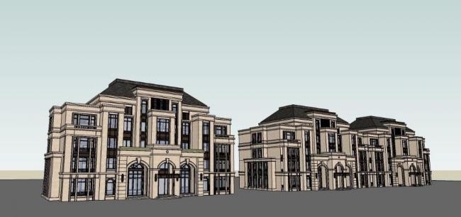 Stacked European Classical Style Villa Model in SketchUp