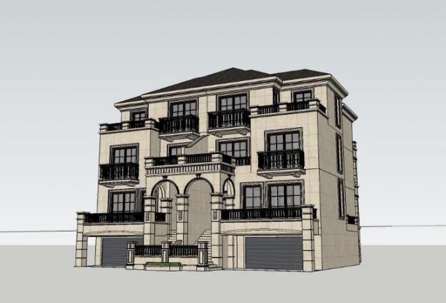 SketchUp Twin Villa Model | European Classical Design with Dahua Xixi Flair
