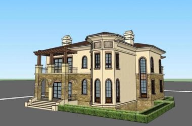 SketchUp Villa Model: Solo Villa in Spanish Mediterranean European Classical Style-BIM WORLD