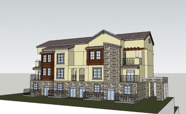 SketchUp Villa Model | Multi-Unit Slope-Top Villa in European Classical Style