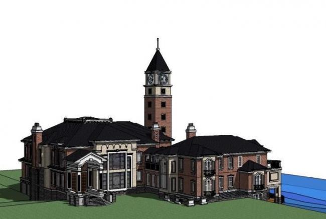 European Classical Multi-Story Villa Model in SketchUp