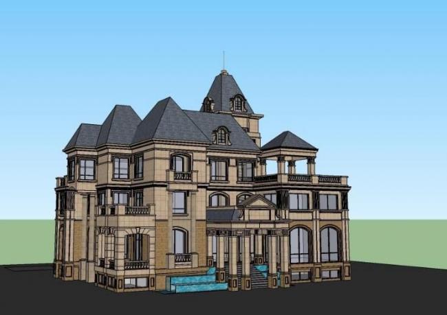 French Classical Style Solo Villa Model in SketchUp