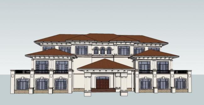 SketchUp Multi-Story Spanish Mediterranean Villa Model