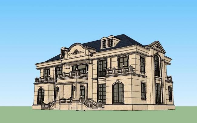 French Classical Style Solo Villa Model in SketchUp