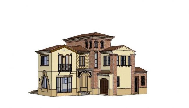 Mediterranean Spanish Villa SketchUp Model