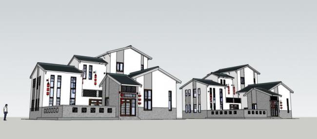 SketchUp Model of a Slope-Top Courtyard Villa: Traditional Chinese Single-Family Home