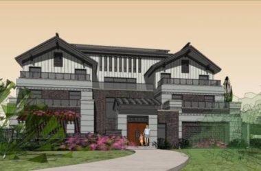 Chinese-Style Solo Villa SketchUp Model-BIM WORLD