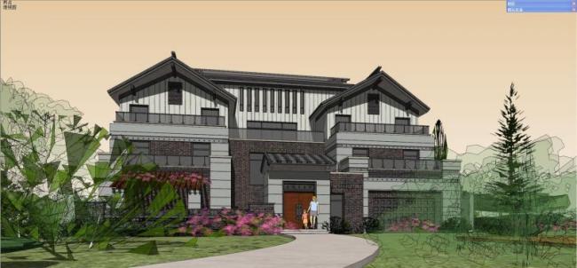 Chinese-Style Solo Villa SketchUp Model