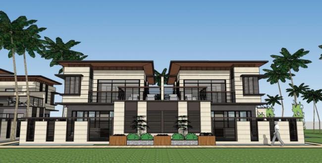 SketchUp Villa Model: Green Sanya Yuelan Bay New Asia Courtyard Villa