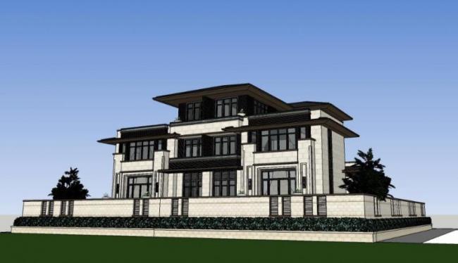 SketchUp Villa Model | Modern Solo Villa in New Chinese Style