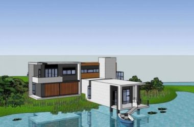 Modern Mountain Lake Villa SketchUp Model-BIM WORLD