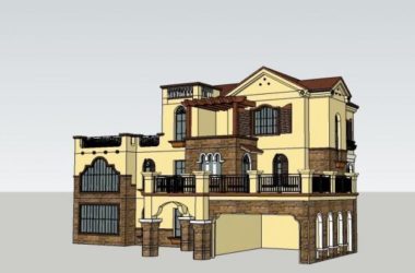 Spanish and Classical Style Single Family Villa SketchUp Model-BIM WORLD