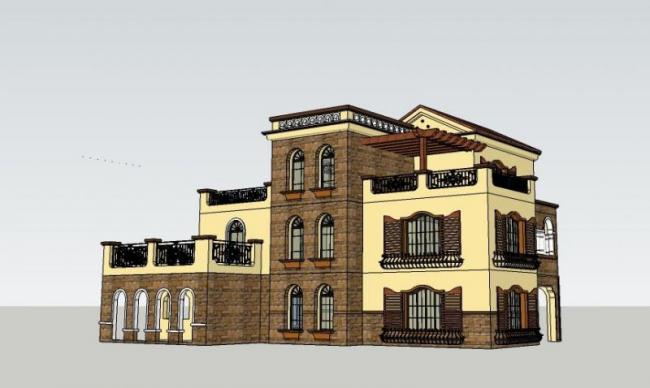 Spanish-Style Classical Villa SketchUp Model | Solo Villa Design