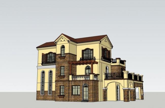 Spanish-Style Classical Villa Model in SketchUp | Solo Villa Design
