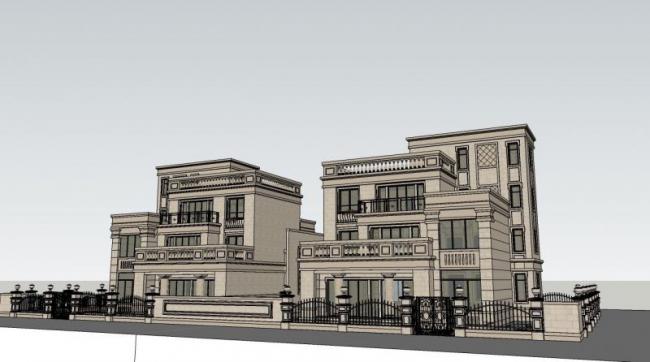 Classical European Style Row Villa Model in SketchUp