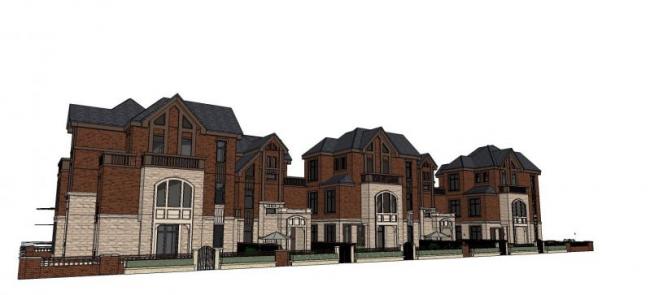 SketchUp Villa Model | Five-Piece British Classical Style Villa