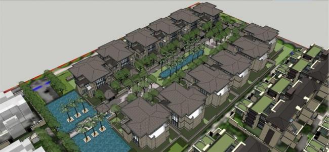 SketchUp Villa Model | Simplified European Art Deco Multi-Row Villas for High-End Commercial and Residential Areas