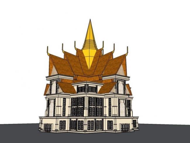 Thai-Style Solo Villa Model in SketchUp