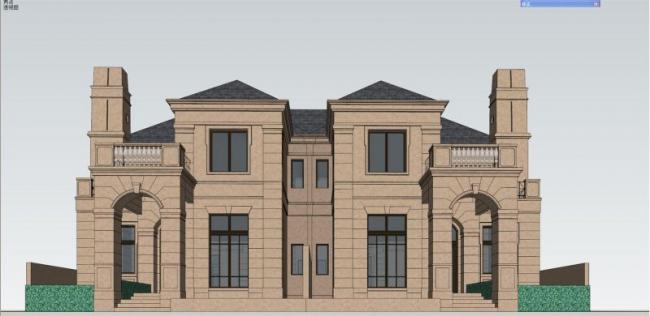 Spanish-Style Twin Villa SketchUp Model | Mediterranean Design