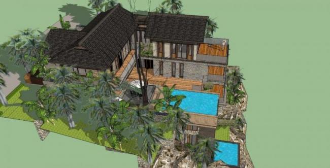 SketchUp Villa Model: Stacked New Chinese Style Residential Architecture
