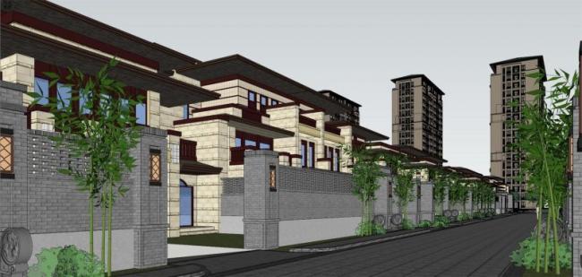 SketchUp Villa Model | Multi-Unit Residential Architecture in New Chinese Style