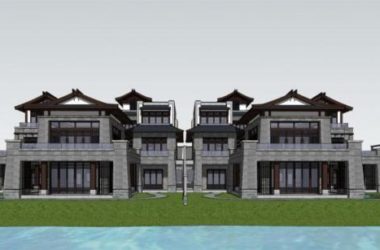 SketchUp Villa Model: Chinese-Style Row Villas for Hotel Design-BIM WORLD