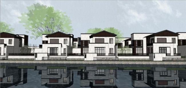 SketchUp Villa Design | Modern Chinese-Style Row Villa