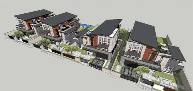 SketchUp Villa Model: Modern Chinese-Style Row Houses