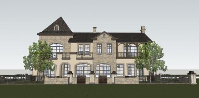 Double Split Villa Design in European Neoclassical Style | SketchUp Model