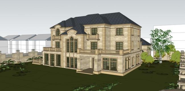 French Classical Solo Villa Model in SketchUp