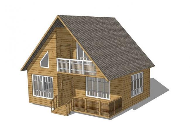 SketchUp Villa Model: Classic Sloped Roof Wooden House with Anti-Corrosion Features