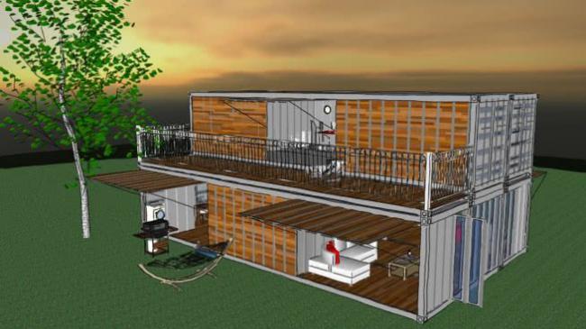 Modern Container Villa Design | SketchUp 3D Model