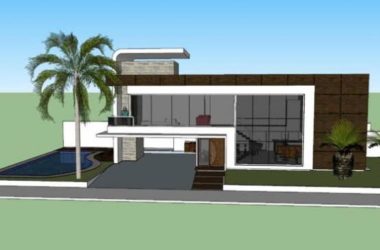 Modern Solo Villa Design in SketchUp Model-BIM WORLD