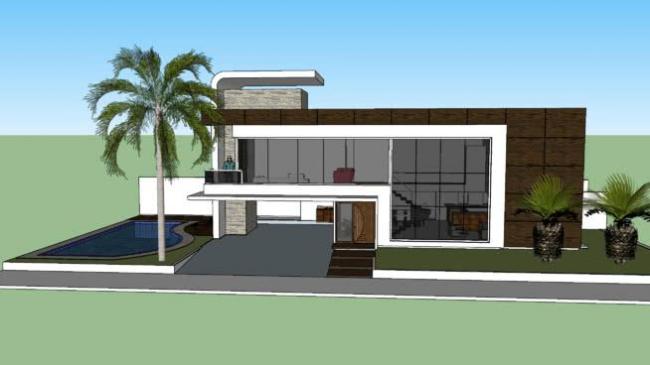 Modern Solo Villa Design in SketchUp Model