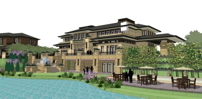 SketchUp Villa Model: Stacked Rural French Classical Design