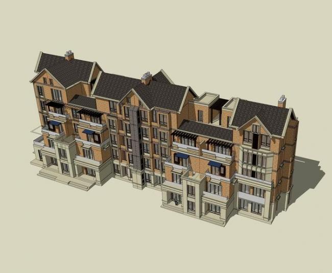 British Classical Style Stacked Villa Model in SketchUp