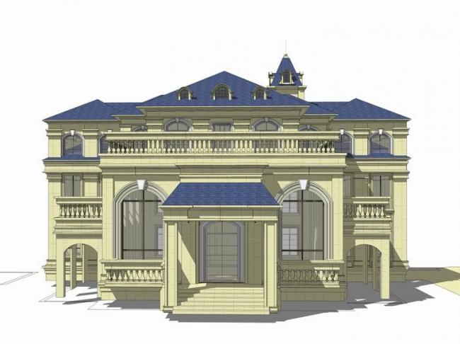 SketchUp Villa Model: Multi-Row Stacked European Classical Design