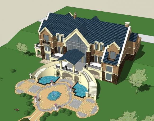 British Classical Style Solo Villa SketchUp Model