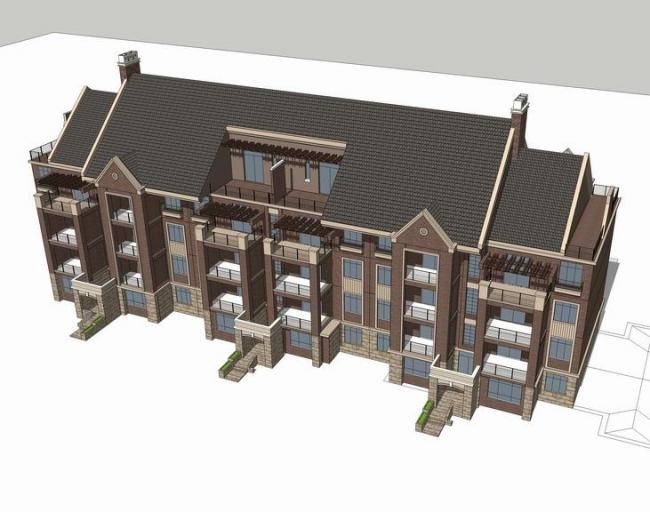 British Classical Stacked Villa Model in SketchUp
